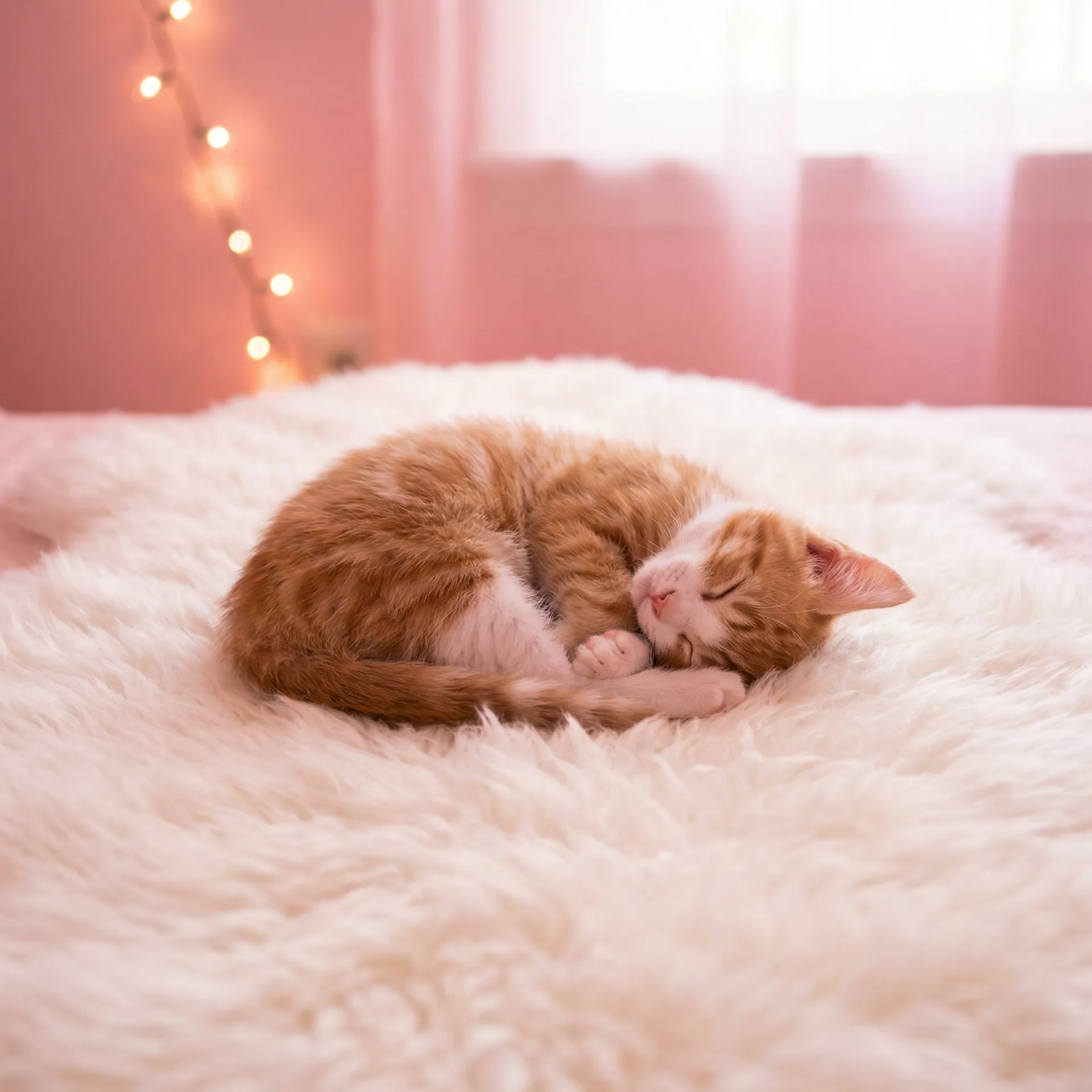小猫蜷成一团入睡 - 晚上开车又疼又叫的故事
